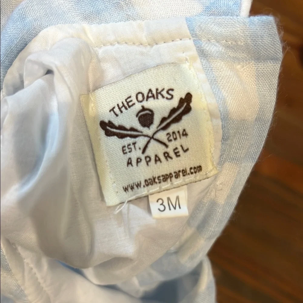 The Oaks Blue and White Gingham bubble with Peter Pan Collar 3 months - Picture 3 of 4